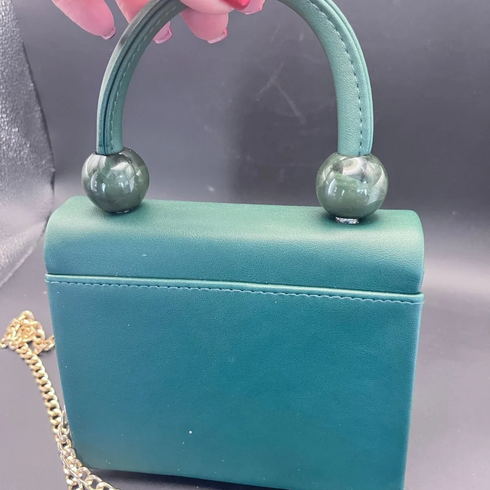 Aldo Teal Mini Bag with Gold Chain - Picture 6 of 9